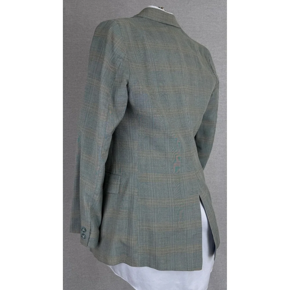 Vintage 60s Sears Pacemaker‎ Double Breasted Glen Plaid Blazer Grey Blue 36S